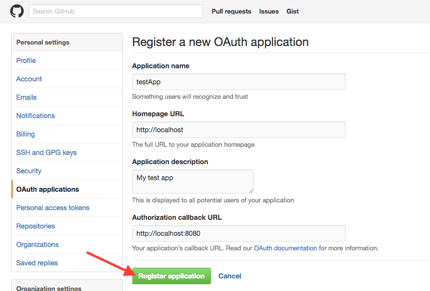 Create OAuth App